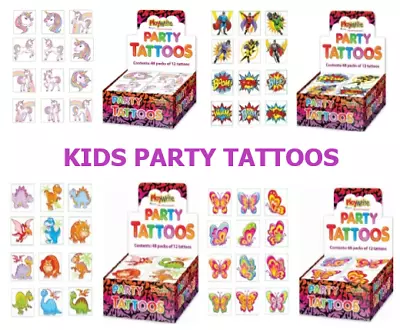 Kids Temporary Tattoos Party Bag Fillers Assorted Designs Boys Girls Favours • £1.69