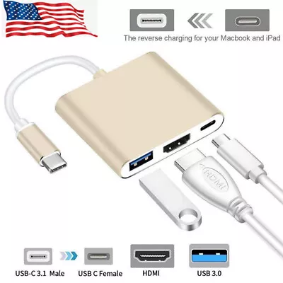 Type-C To HDMI Cable Digital AV TV USB3.0 Adapter Converter For IPad Pro Macbook • $16.03