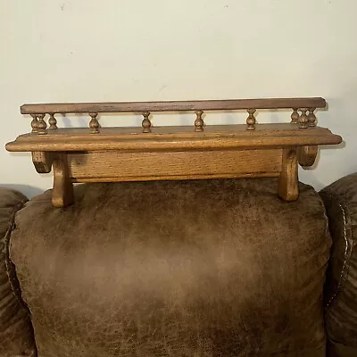 Vintage Solid Oak Wood Wall Shelf With Spindle Rail 18.5 L X 5.5”D X 7”H • $29.95