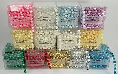 6MM Faux Pearl Plastic Craft BEADS On A String - 10 Feet In A BOX - CHOOSE COLOR • $2.51