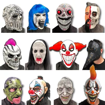 £7.97 • Buy Men's Scary Clown Zombie Skull Skeleton Halloween Latex Mask Costume Accessory