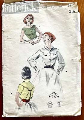 Vtg 1956 Pre-owned Butterick Shirt Pattern Sleeveless Short And Long Sleeved • $4.50