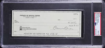 Barack Obama Authentic Signed 3x8 Check Auto Graded Mint 9! PSA/DNA Slabbed • $4499.99