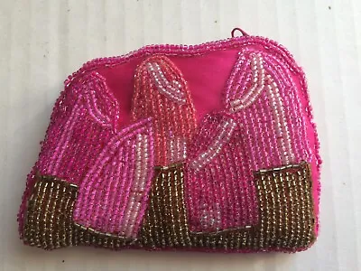 Michael Kors Signature Pink Beaded Lipstick Change Purse Bag • $34.99