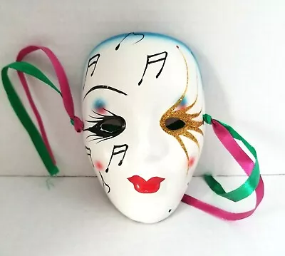 Vintage Hand Ceramic Painted Marti Gras Miniature Masquerade Mask 4 1/2 X 3 1/2 • $5