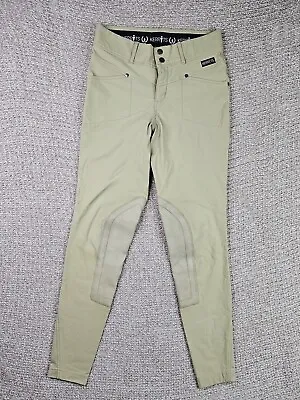 Kerrits Women Beige Green Micropoly Equestrian Horse Riding Pants Small Stained  • $9.99