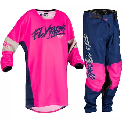 NEW Fly Racing Kinetic Khaos Pink/Navy/Tan Kids Motocross Dirt Bike Gear Set • $149