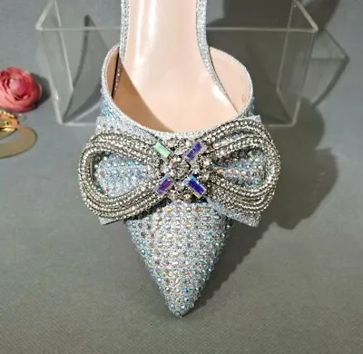 Women Silver Diamond Shinny Pointed Shoe • £59.99