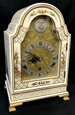 Stunning Antique Musical Cream Chinoiserie Three Train Clock Lacquered Oriental • $2110.45