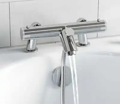 £49.95 • Buy Thermostatic Bath Shower Mixer Tap With Square Modern 3 Way Rigid Riser Rail Kit