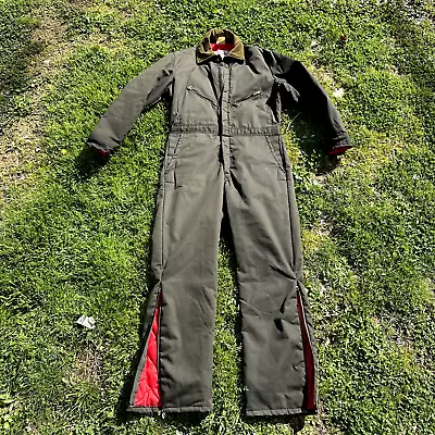 WALLS Blizzard Pruf Insulated Canvas Coveralls Medium Regular Workwear Green • $56.99