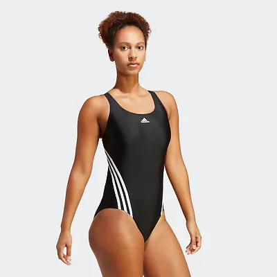 Adidas Women's 3 Bars Stripe One Piece Swimsuit Swimming Costume IB5986 BNWT • $24.80