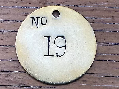 Number 19 Tag Brass Metal Large 2” Numbered Keychain Fob Cattle Tag Mining Cow • $13.49