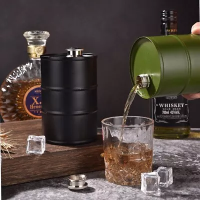 Mini Oil Barrel Flagon 304 Stainless Steel Vodka Bottle Alcohol Flask  Travel • £10.85