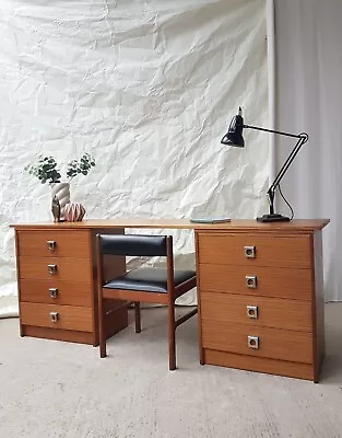 Vtg Mid Century  Kneehole Desk Scandi Drawers Danish Retro #2445 • £228