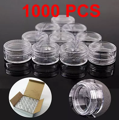 1000pcs 3 Gram Clear Lid Pots Jar Cosmetic Makeup Cream Container Jewelry 3g 3ml • $106.99