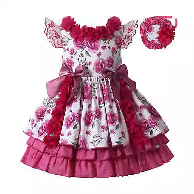 Pettigirl Flower Girls Spanish Dress 2 3 4 5 6 7-8 9-10 11-12 Years Pagent Dress • £31.66