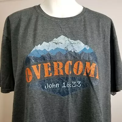 Overcome Religious Church T-Shirt John 16:33 XL 2018 Grey Charcoal Shirt Cotton • $39.99