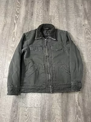 Vintage Kirra Jacket Mens Small Chore Sherpa Grunge Workwear Full Zip Fur Collar • $45