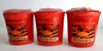 Yankee Candle Christmas Red Be Thankful Votives Samplers Set Lot 3 Wrapped • £11.35