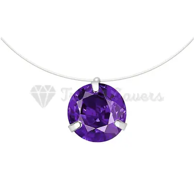 Purple Tiny Invisible Dress Thin Line Cubic Zirconia Choker Clavicle Necklace • £3.99