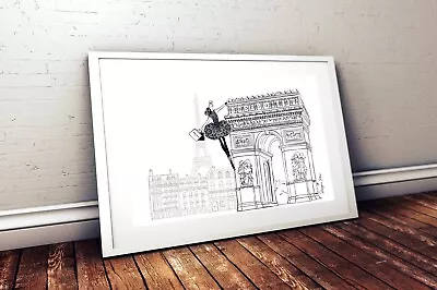 Paris Line Arch Detriomphe Art Sketch By Megan Hess Illustration Art Print • $67.05