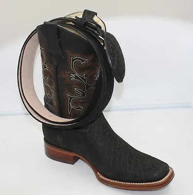 Men Genuine Bull Shoulder Leather Cowboy Western Rodeo BOOTS - With Belt • $129.99