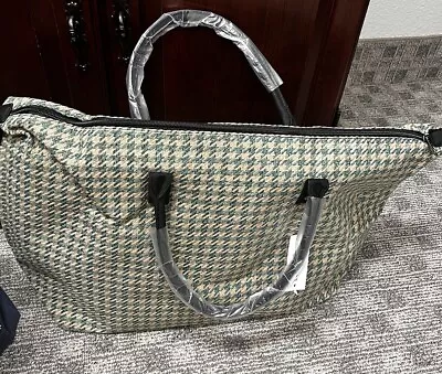 NEW LULU DHARMA Green Houndstooth Weekender Large Travel Bag Carryon NWT • $34