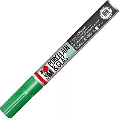 Marabu Porcelain/Glas Painter Marker Pen 1-2mm Metallic Green • £6.79