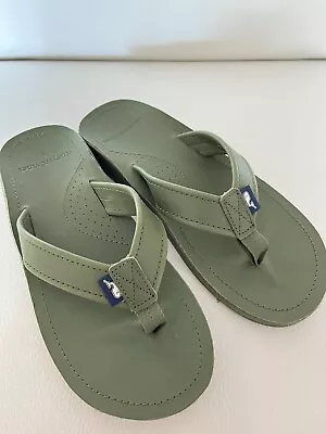 NEW VINEYARD VINES Size 8 Men's Clover Green Leather CONTOURED Flip Flop SANDAL • $49.99