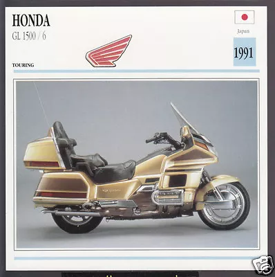 1991 Honda Gold Wing GL 1500/6 1520cc Japan Motorcycle Photo Spec Info Stat Card • $2.36