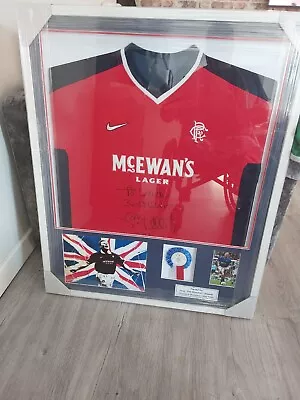 £299 • Buy Signed Framed Jorg Albertz Shirt/piece - Rangers