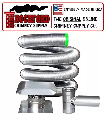 6 In. X 35 Ft. Flexible Chimney Liner Tee Kit .006 316 Stainless Steel • $1050.99