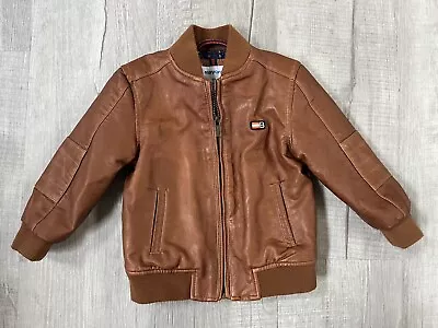 Mayoral Boys Bomber Jacket Vegan Leather Brown Motorcycle Kids Baby 12 Months • $19.98