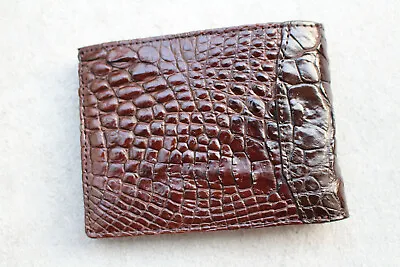 Genuine Alligator Crocodile Leather Skin Men's Money Clip Bifold Wallet Brown • $33.58