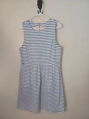 J. Crew Factory Dress Blue White Stripe Sailor Nautical Sleeveless Thick Materia • $25