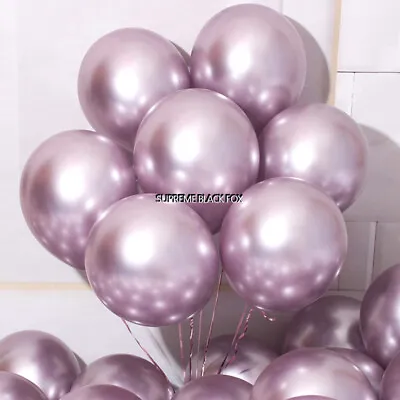$11.99 • Buy 50x Solid Metallic Balloons Chrome Shiny Latex 12  Birthday Wedding Party Baby