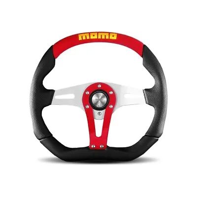 MOMO Steering Wheel Trek Black Leather Red Suede 350mm - TRK35BK0R • $135