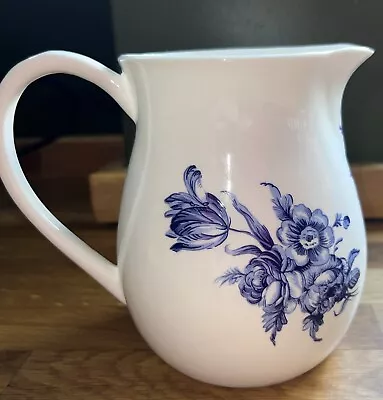 Lovely Small Bone China Jug Blue & White Floral Pattern 13.5cm Tall • £10