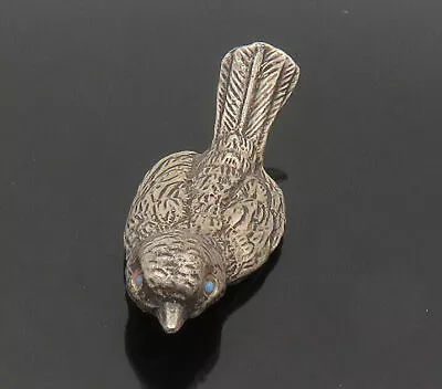 925 Sterling Silver - Vintage Turquoise Eyes Bird Motif Desk Trinket - TR2949 • $85.64