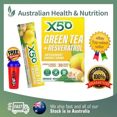 X50 Green Tea Lemon & Ginger 30 Sachets + Free Same Day Shipping & Shaker • $36.95