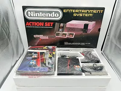 *MINT* NES Nintendo Action Set In Box Complete CIB With Plastics Round Seal • $1250