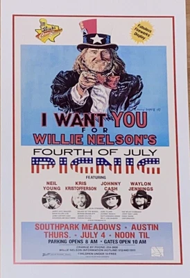 $9.99 • Buy Willie Nelson Concert Poster - Waylon Jennings - Johnny Cash - Kristofferson