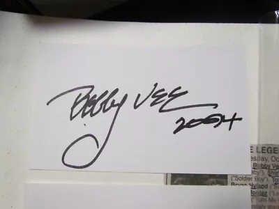 Bobby Vee Signed Index Card Beckett Pre-Certified • $50