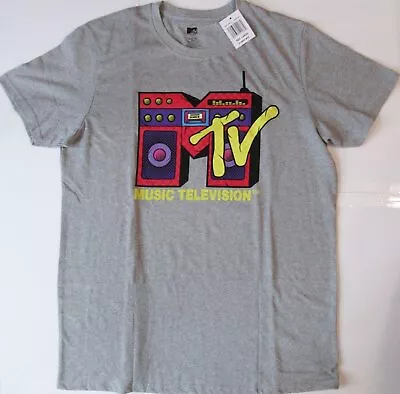 MTV ~ Music Television Large Gray T-Shirt  Boom Box ~ Size L ~ T Shirt • $10.85