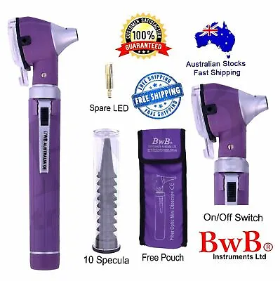 BWB Mini Otoscope Fiber Optic Purple Medical Diagnostic Free Bulb Ce Mark New • $31.99