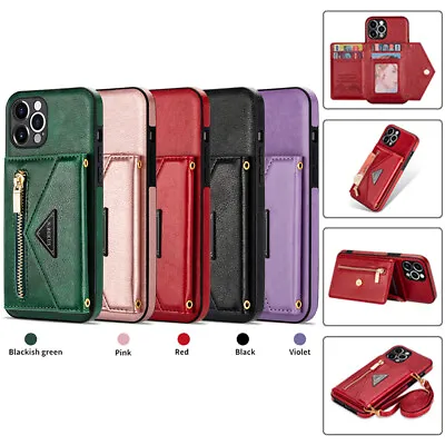 $14.24 • Buy For IPhone 13 Pro Max 12 Pro 11 7 X XR Women Card Slot Lanyard Wallet Phone Case