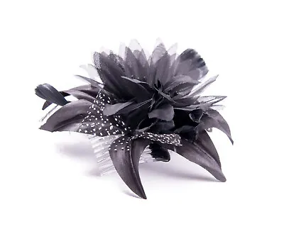£4.45 • Buy Black Feather Comb Fascinator Wedding Races Proms Bridal Hair Accessory