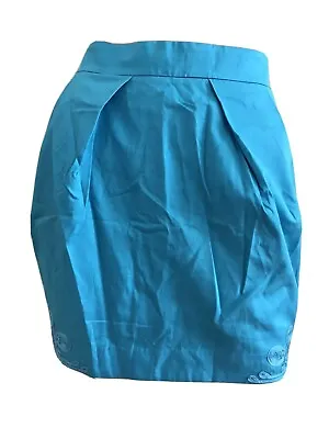 Matthew Williamson H&m Blue Cotton Mini Skirt Medium Uk 14 Eu 40 Us 10 Bnwt Rare • $73.98