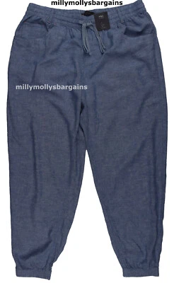 £16.99 • Buy M&S Womens Marks And Spencer Blue Linen Peg Trousers Size 20 Petite Leg 27 LABEL